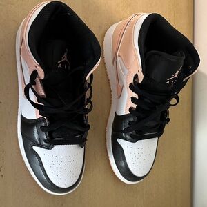 Black and Pink Air Jordan Mid Sneakers